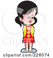 Royalty Free RF Clipart Illustration Of A Cute Girl Standing In A Frock