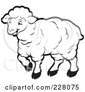 Poster, Art Print Of Coloring Page Outline Of A Happy Sheep