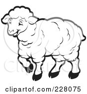 Royalty Free RF Clipart Illustration Of A Coloring Page Outline Of A Happy Sheep