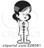 Royalty Free RF Clipart Illustration Of A Coloring Page Outline Of A Girl Standing In A Frock