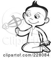 Coloring Page Outline Of A Sinhala Boy Playing With A Toy