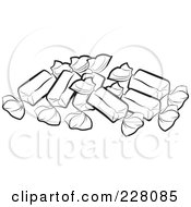 Royalty Free RF Clipart Illustration Of A Coloring Page Outline Of Wrapped Candies by Lal Perera