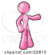 Clipart Illustration Of A Pink Woman With One Arm Out