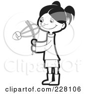 Coloring Page Outline Of A Sinhala Girl Playing With A Toy