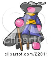 Poster, Art Print Of Pink Male Pirate With A Cane And A Peg Leg