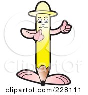 Royalty Free RF Clipart Illustration Of A Yellow Pencil Guy Holding His Thumbs Up by Lal Perera