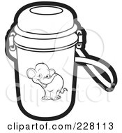 Coloring Page Outline Of A Water Bottle With An Elephant Graphic