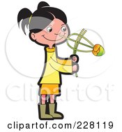 Royalty Free RF Clipart Illustration Of A Sinhala Girl Playing With A Toy