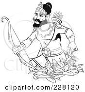 Poster, Art Print Of Coloring Page Outline Of A Sinhala King With A Bow And Arrows