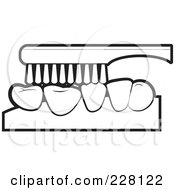 Poster, Art Print Of Coloring Page Outline Of A Tooth Brush Brushing Teeth