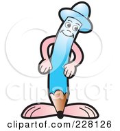 Royalty Free RF Clipart Illustration Of A Happy Blue Pencil Guy by Lal Perera
