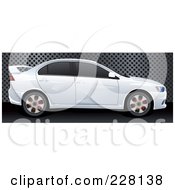 3d White Rally Car Profile Over A Steel Grate With Holes