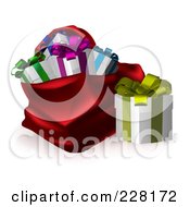 Poster, Art Print Of Gift Box Beside A Red Santa Sack
