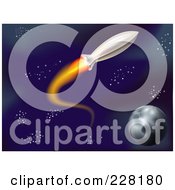 Royalty Free RF Clipart Illustration Of A Rocket Shooting Through Outer Space