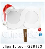 Poster, Art Print Of Blank Christmas Sign With Ornaments And A Santa Hat