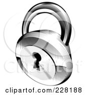 Royalty Free RF Clipart Illustration Of A Black And White Retro Padlock by AtStockIllustration