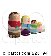 Russian Doll Family In A Line