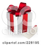 Poster, Art Print Of 3d Gift Box With A Blank Tag