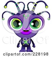 Poster, Art Print Of Cute Purple Alien With Green Eyes