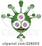 Poster, Art Print Of Alien With A Green Head And Three Purple Eyes