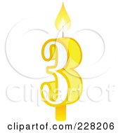 Royalty Free RF Clipart Illustration Of A Number 3 Birthday Cake Candle