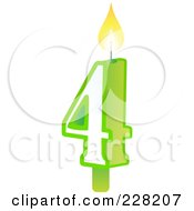 Royalty Free RF Clipart Illustration Of A Number 4 Birthday Cake Candle