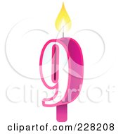 Poster, Art Print Of Number 9 Birthday Cake Candle