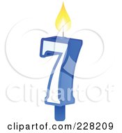 Royalty Free RF Clipart Illustration Of A Number 7 Birthday Cake Candle