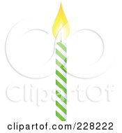 Poster, Art Print Of Green And White Spiral Birthday Cake Candle