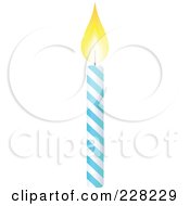 Poster, Art Print Of Light Blue And White Spiral Birthday Cake Candle