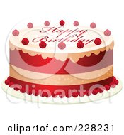 Poster, Art Print Of Red And White Cake With Happy Birthday Text