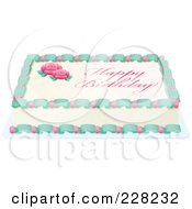 Poster, Art Print Of Rose Sheet Cake With Happy Birthday Text