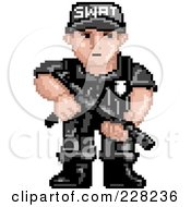 Poster, Art Print Of Pixelated Swat Team Officer