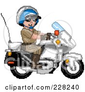 Poster, Art Print Of Pixelated Motorcycle Cop