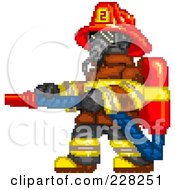 Poster, Art Print Of Pixelated Fireman Wearing A Mask