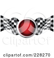 Royalty Free RF Clipart Illustration Of A Red Icon With Two Checkered Racing Flags by MilsiArt