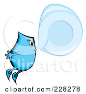 Royalty Free RF Clipart Illustration Of A Blue Blinky Blowing A Bubble by MilsiArt