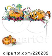 Poster, Art Print Of Orange Blinky With Halloween Candy Over A Corner Border With Pumpkins