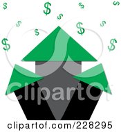 Poster, Art Print Of Green Real Estate Profit Graph Of Roof Top Arrows And Dollar Signs