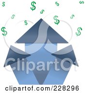 Poster, Art Print Of Blue Real Estate Profit Graph Of Roof Top Arrows And Dollar Signs