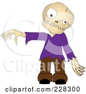 Poster, Art Print Of Zombie Boy Wearing A Purple Shirt Holding Out An Arm