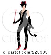 Poster, Art Print Of Sexy Woman Wearing A Black Devil Halloween Costume