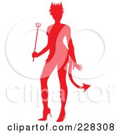 Royalty Free RF Clipart Illustration Of A Red Silhouette Of A Woman In A Devil Halloween Costume by Pams Clipart