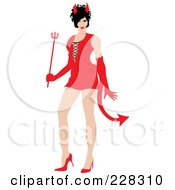 Poster, Art Print Of Sexy Woman Wearing A Red Devil Halloween Costume