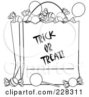 Poster, Art Print Of Coloring Page Outline Of A Trick Or Treat Bag Full Of Halloween Candy