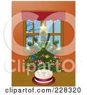 Starry Christmas Cake By A Tree In A Window