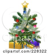 Poster, Art Print Of Small Christmas Tree Over Wrapped Presents