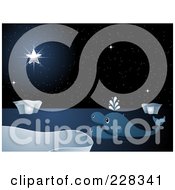 Poster, Art Print Of Royalty-Free Rf Clipart Illustration Of Three Whales Watching A Bright Star In A Night Sky
