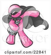 Clipart Illustration Of A Pink Man In A Mask And Cape Stealing Belongings In A Bag