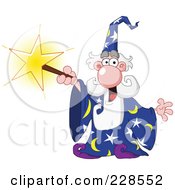 Poster, Art Print Of Old Wizard Using A Magic Star Wand